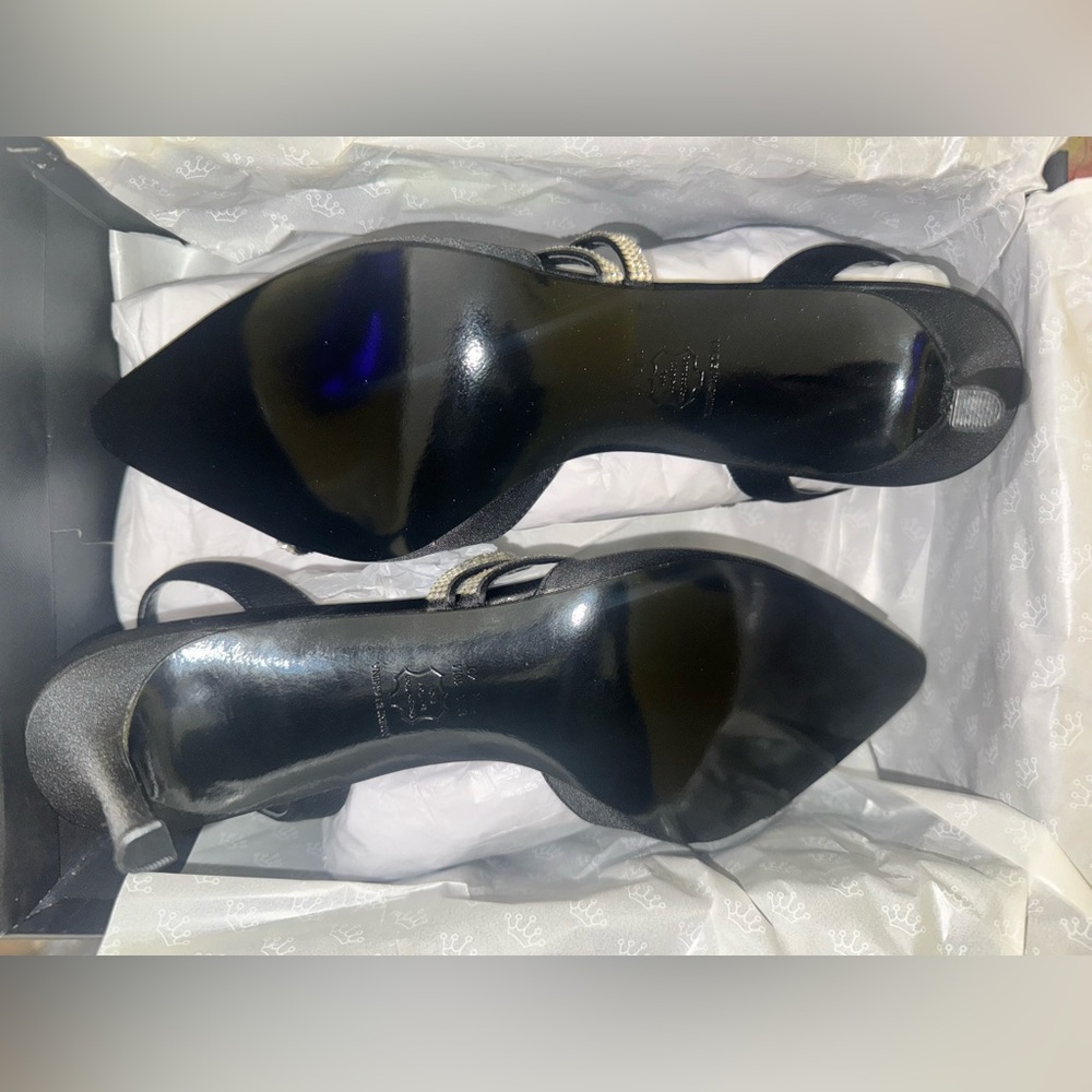 Nina Nela-LS Black Luster Satin Heel